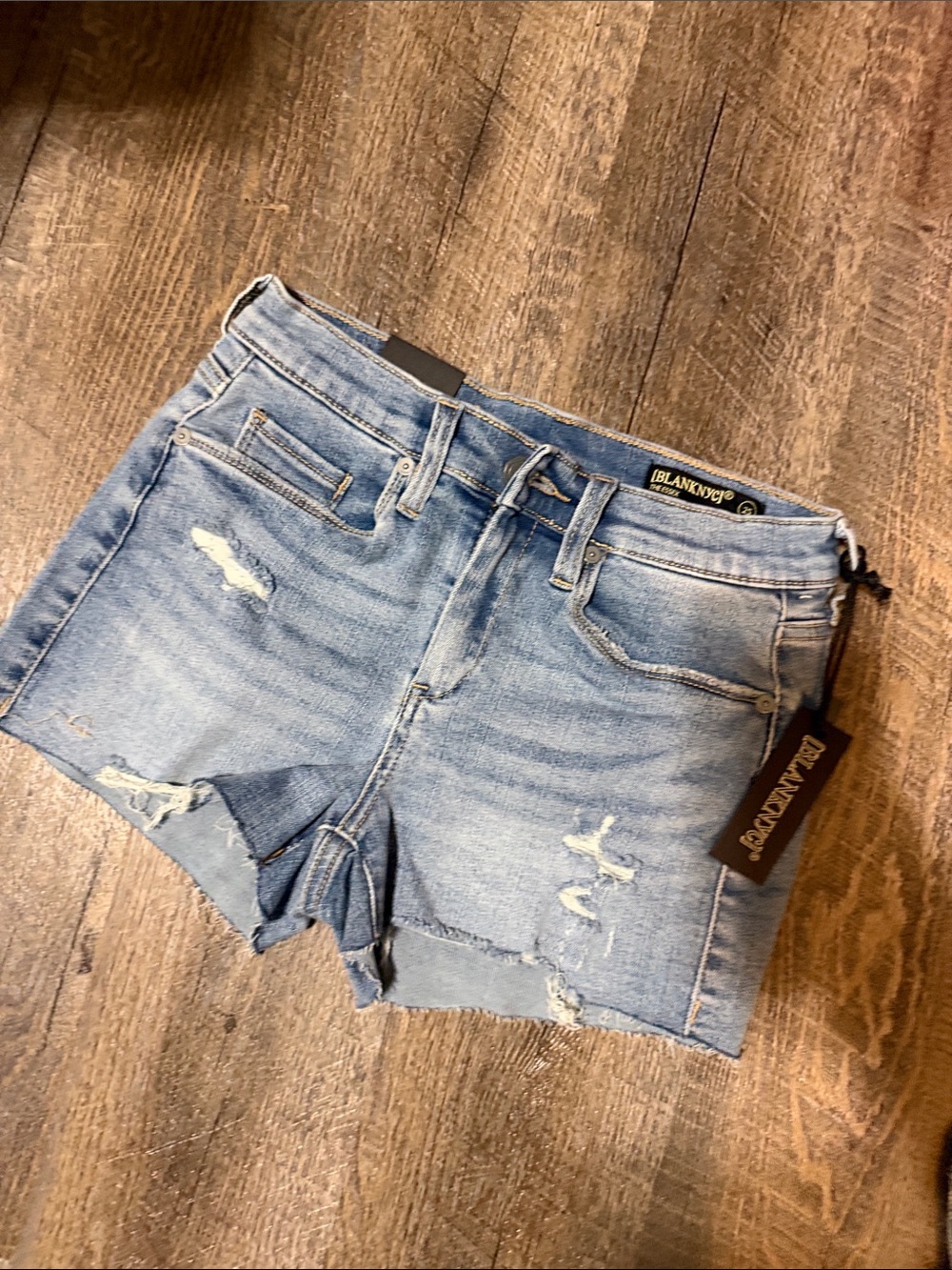 Blank NYC Light Blue Distressed Denim Cutoff Shorts